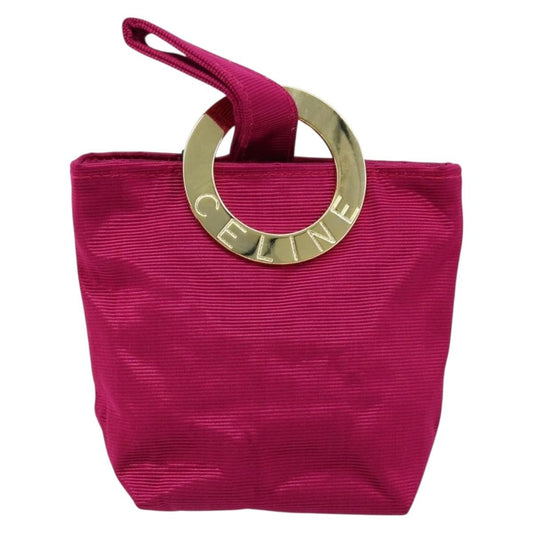 Celine Circle Logo Pouch Canvas, PINK, CANVAS, Clutche & pouche