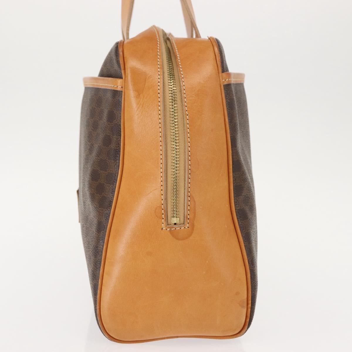 Celine Vintage Macadam Handbag Canvas and Leather, BROWN, CANVAS, Handbag