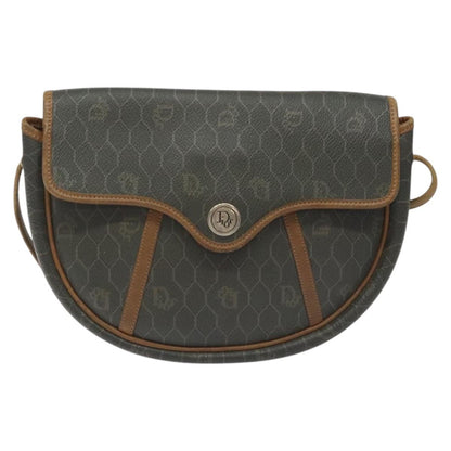 Christian Dior Vintage Honeycomb Flap Crossbody Bag Coated Canvas, GRAY, CANVAS, Crossbody bag