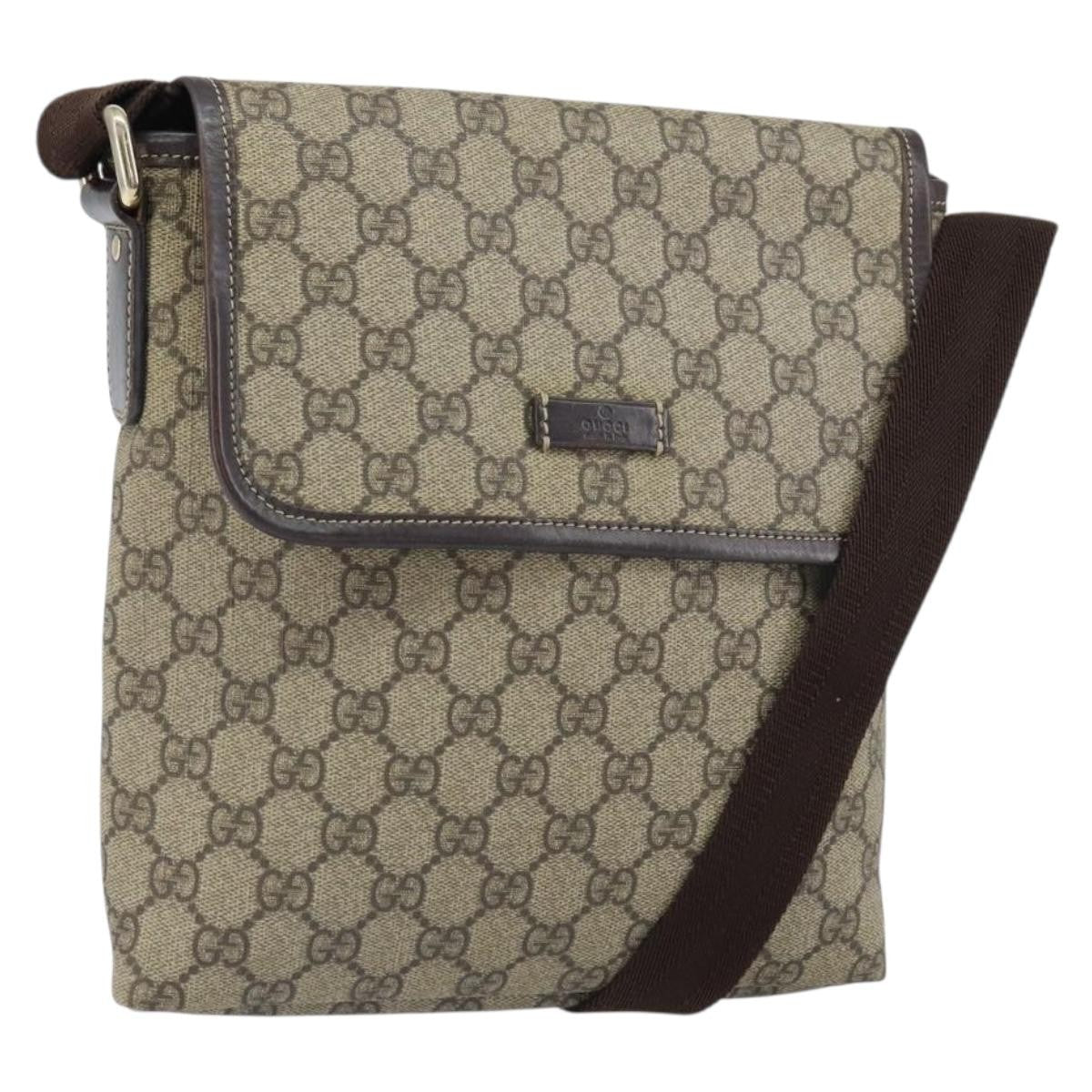 Gucci Flap Messenger GG Coated Canvas, BEIGE, PVC, Shoulder bag