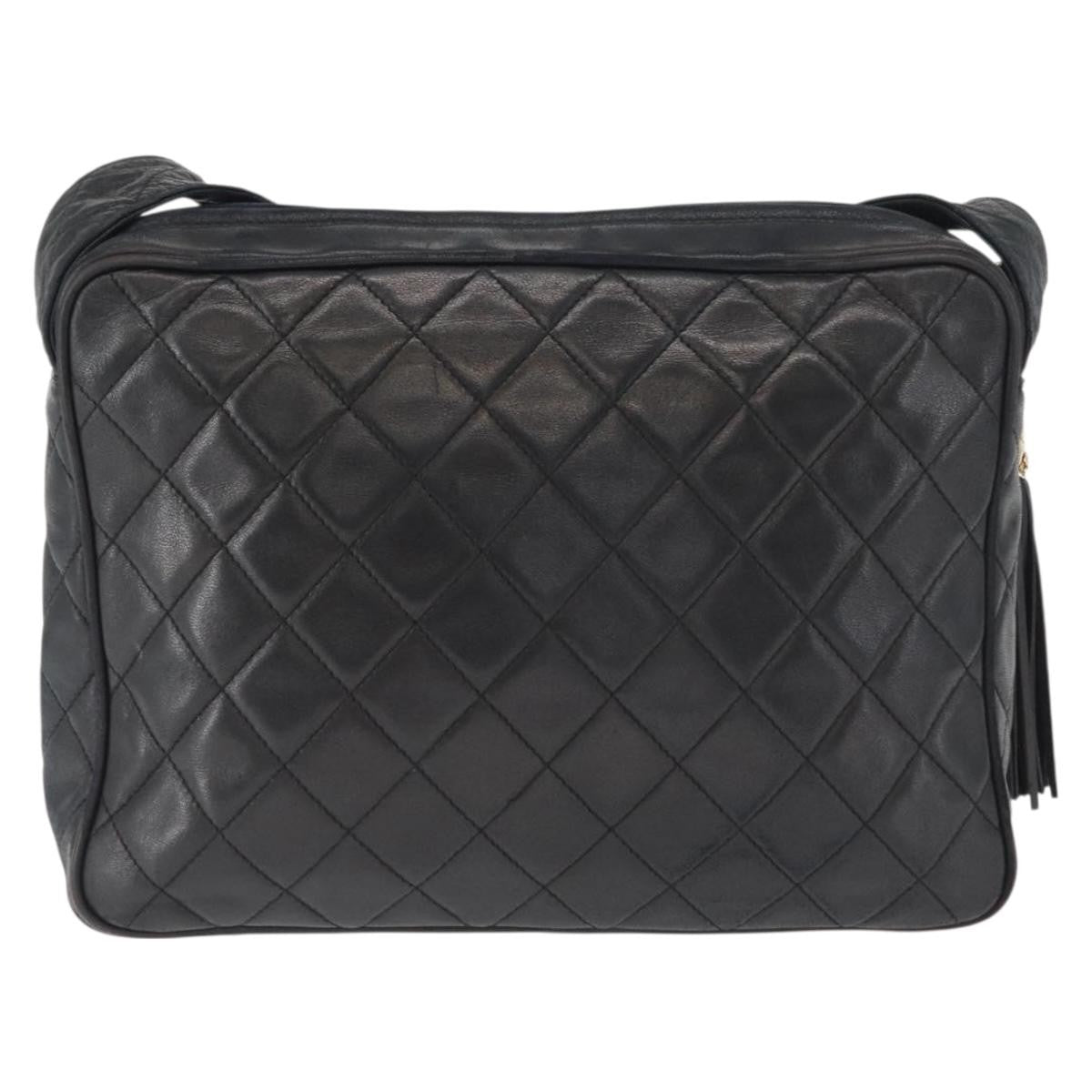 Chanel Vintage Front Pocket Camera Bag Leather, Black, Leather, Shoulder Bag