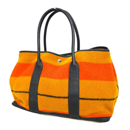 Hermes Garden Party Tote Rocabar and Leather, BROWN, WOOL, Tote bag