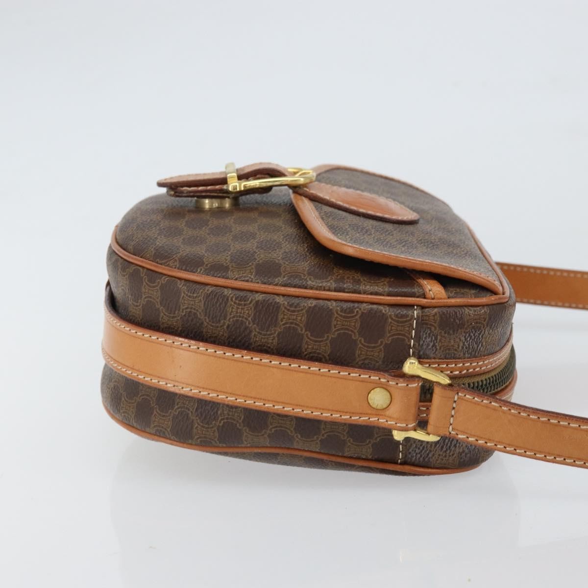 Celine Vintage Macadam Shoulder Bag Canvas and Leather, BROWN, CANVAS, Shoulder bag