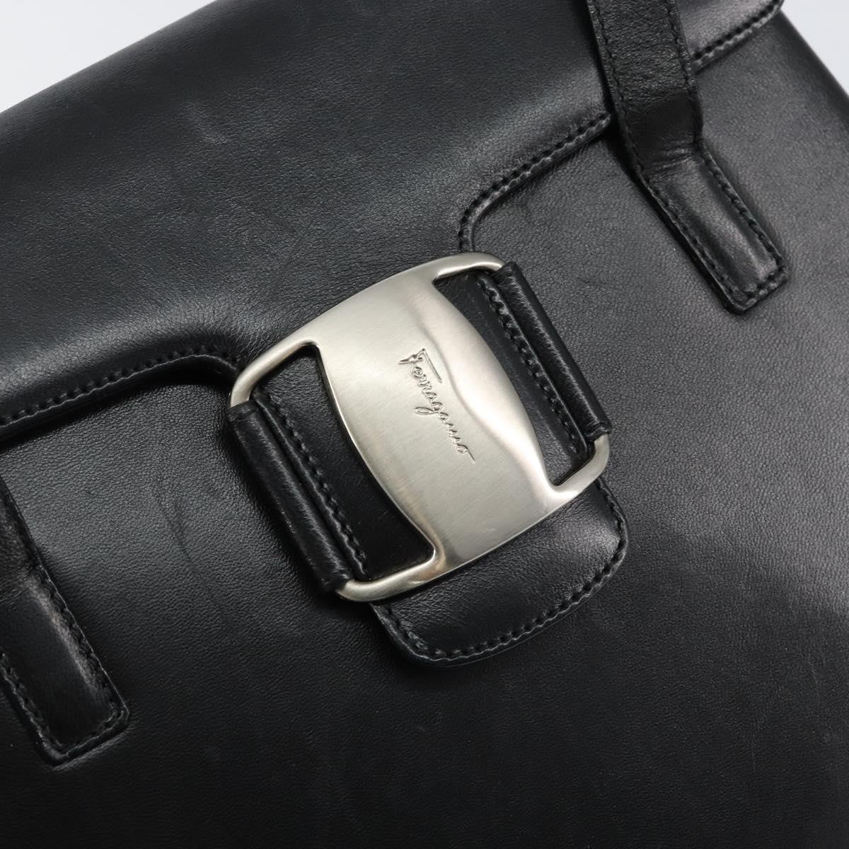 Salvatore Ferragamo Vala Shoulder Bag Leather, BLACK, LEATHER, Tote bag