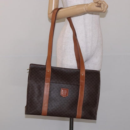 Celine Macadam Handbag Macadam with leather, BROWN, LEATHER, Handbag