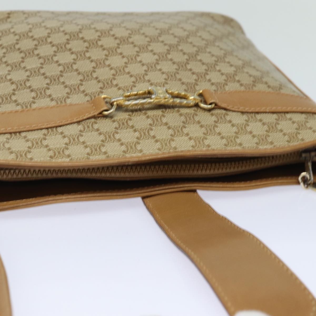 Celine Macadam Shoulder Bag Canvas, BEIGE, CANVAS, Shoulder bag