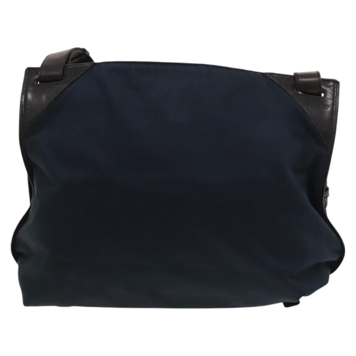 Bottega Veneta Vintage Flap Shoulder Bag Cotton, NAVY, COTTON, Shoulder bag