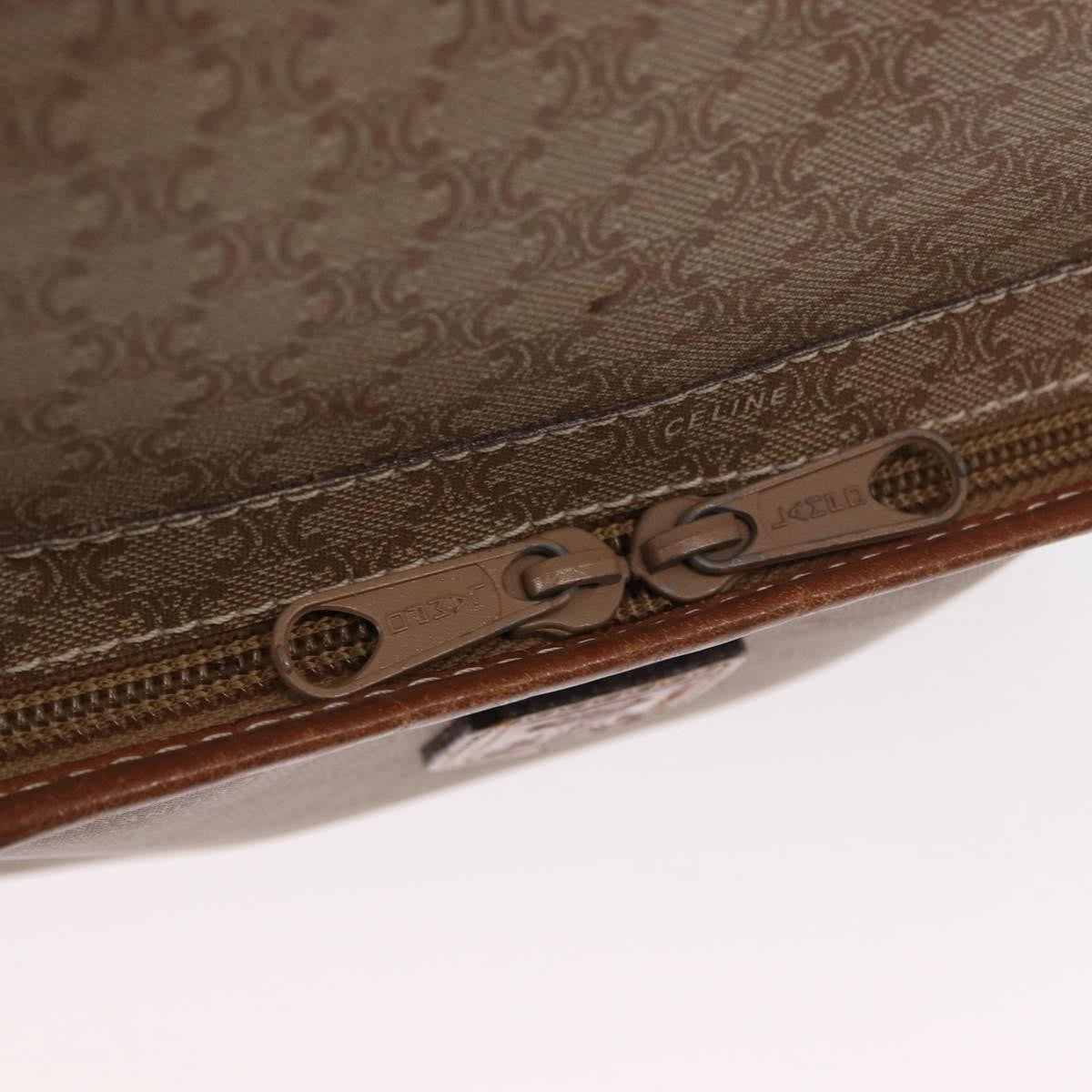 Celine Vintage Macadam Shoulder Bag Canvas and Leather, BEIGE, CANVAS, Shoulder bag