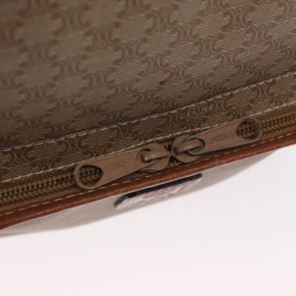 Celine Vintage Macadam Shoulder Bag Canvas and Leather, BEIGE, CANVAS, Shoulder bag