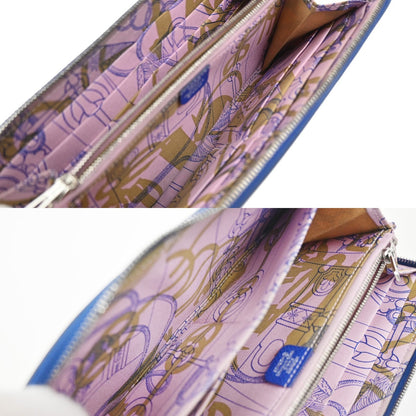 Hermes Azap Zip Around Wallet Silk'in Epsom, Blue, Leather, Wallet