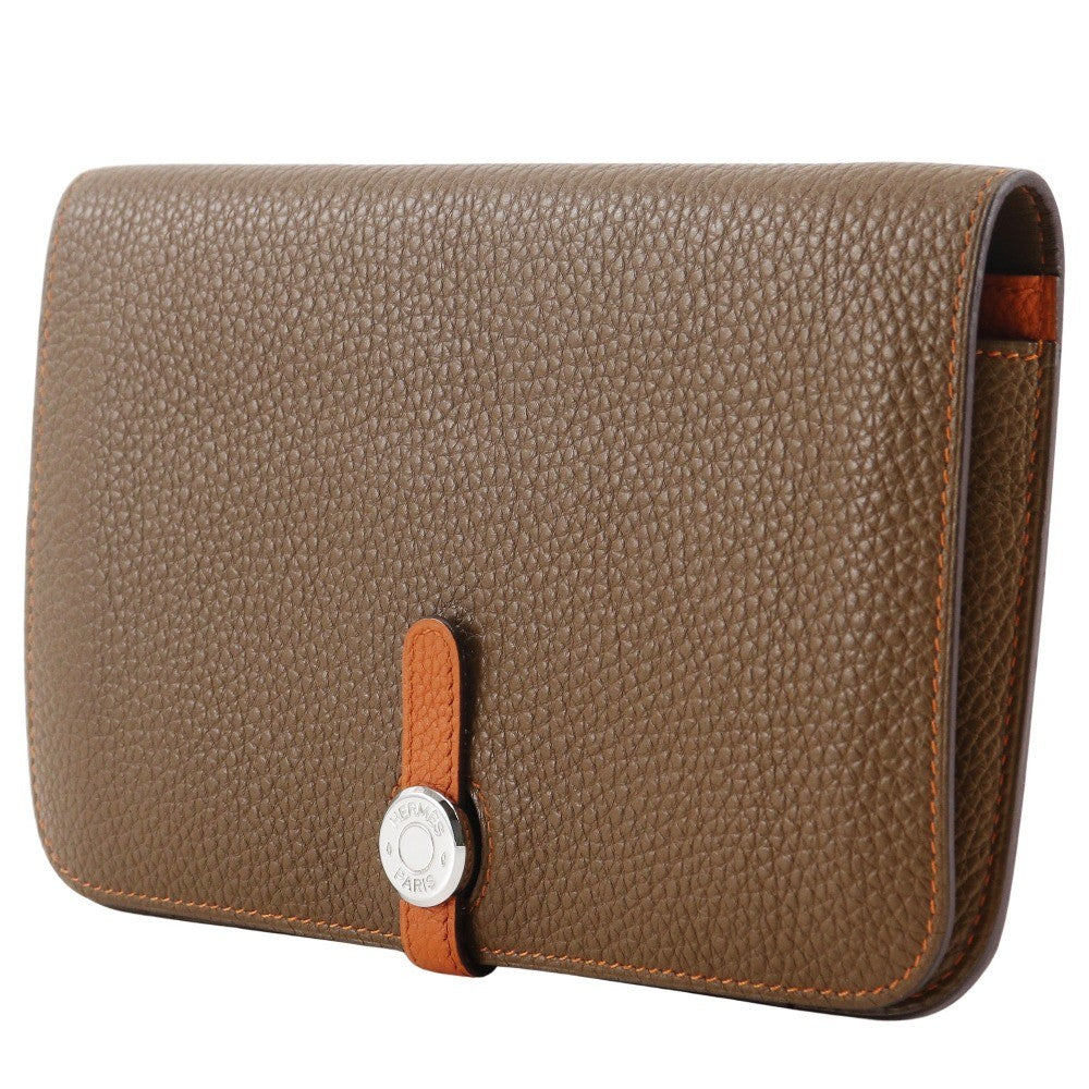 Hermes Dogon Duo Combined Wallet Leather, BROWN, LEATHER, Wallets
