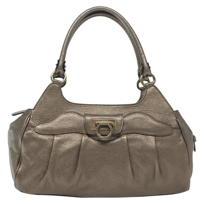 Salvatore Ferragamo Gancini handbag Leather, SILVER, LEATHER, Handbag