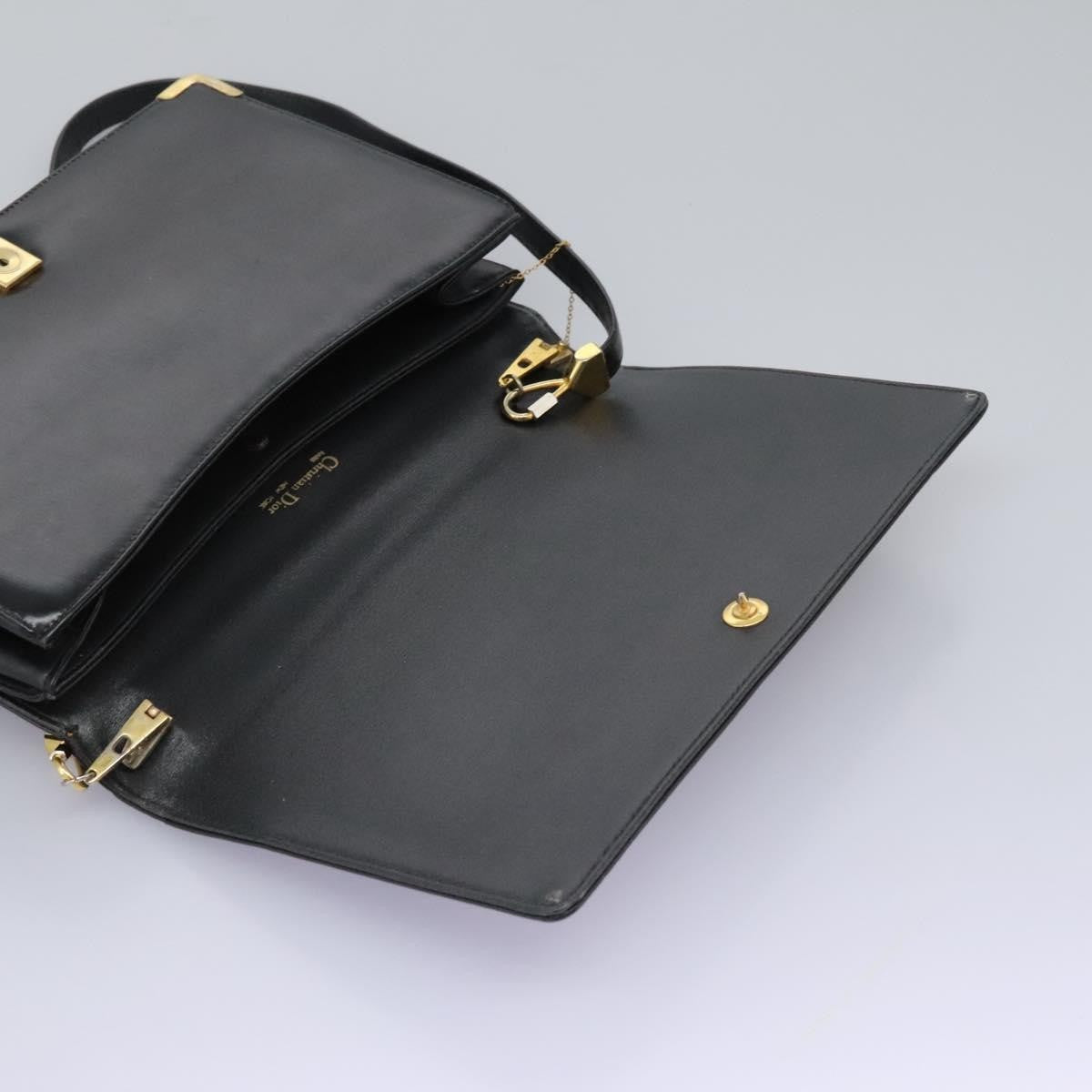 Christian Dior Vintage Shoulder Bag Leather, BLACK, LEATHER, Shoulder bag