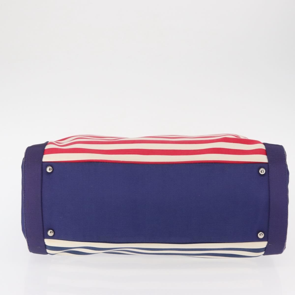 Chanel Mariniere Chain Tote Striped Canvas, NAVY, CANVAS, Tote bag