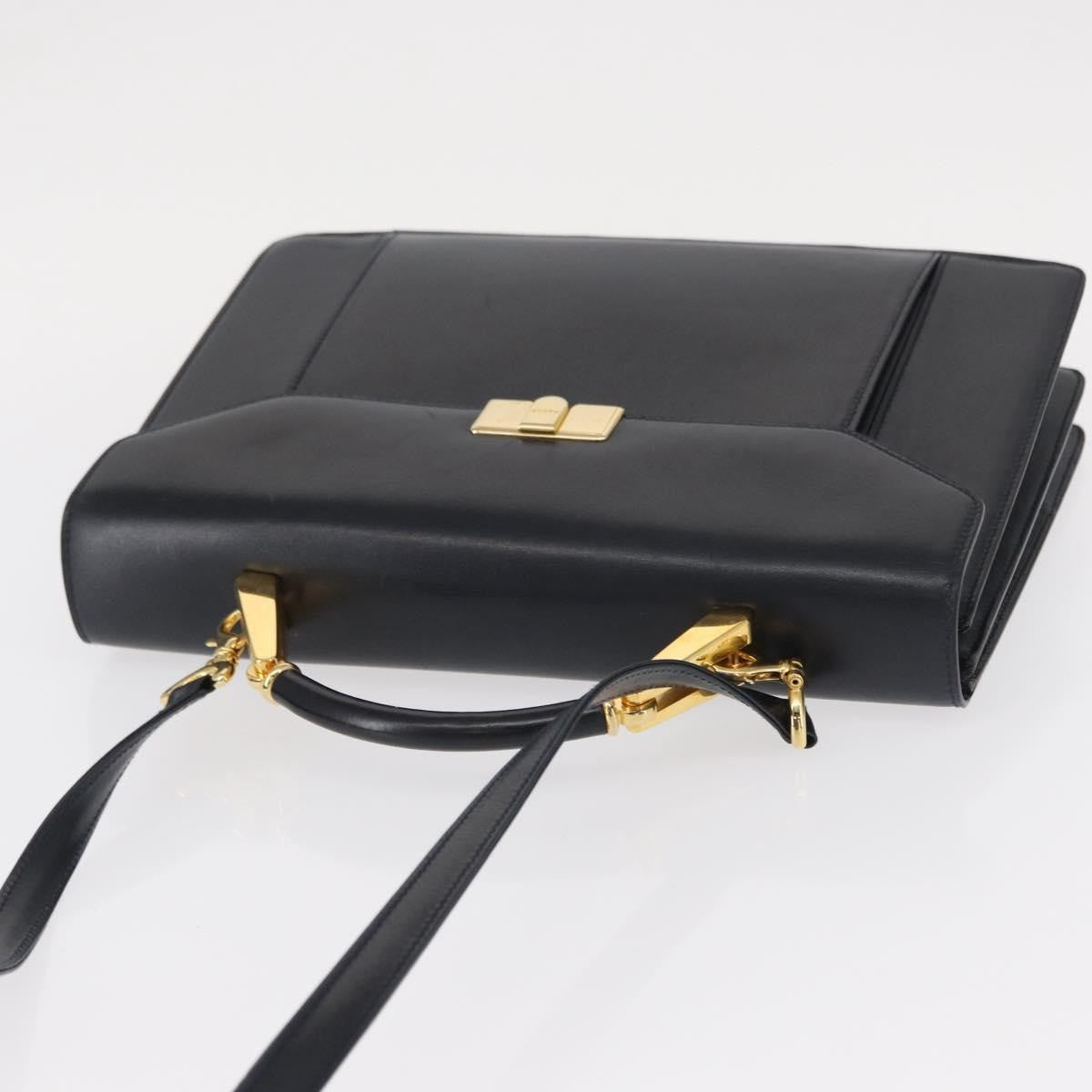 Bally Vintage Handbag Leather, Navy, Leather, Handbag