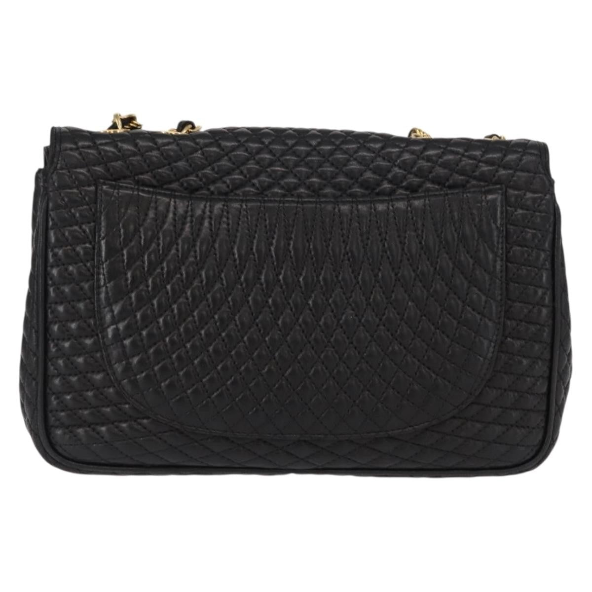 Bally Vintage Chain Shoulder Bag Quilted Leather, Black, Leather, Shoulder Bag