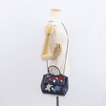 Salvatore Ferragamo Vala Handbag Leather, NAVY, DENIM_JEANS, Handbag