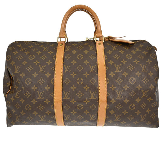 Louis Vuitton Keepall Bag Monogram Canvas, BROWN, CANVAS, Travel bag