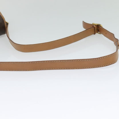 Celine Vintage Macadam Circle Logo Shoulder Bag Canvas and Leather, Brown, Canvas, Shoulder Bag