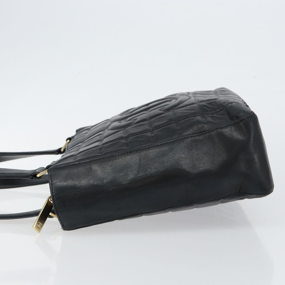 Chanel Chocolate Bar CC Tote Quilted Leather, BLACK, LEATHER, Tote bag