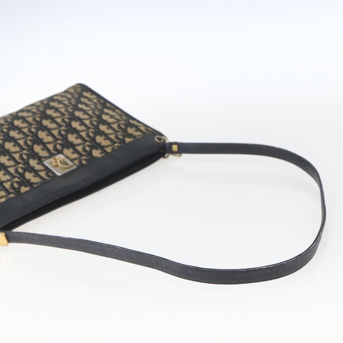 Christian Dior Vintage Trotter Shoulder Bag Canvas, NAVY, CANVAS, Shoulder bag