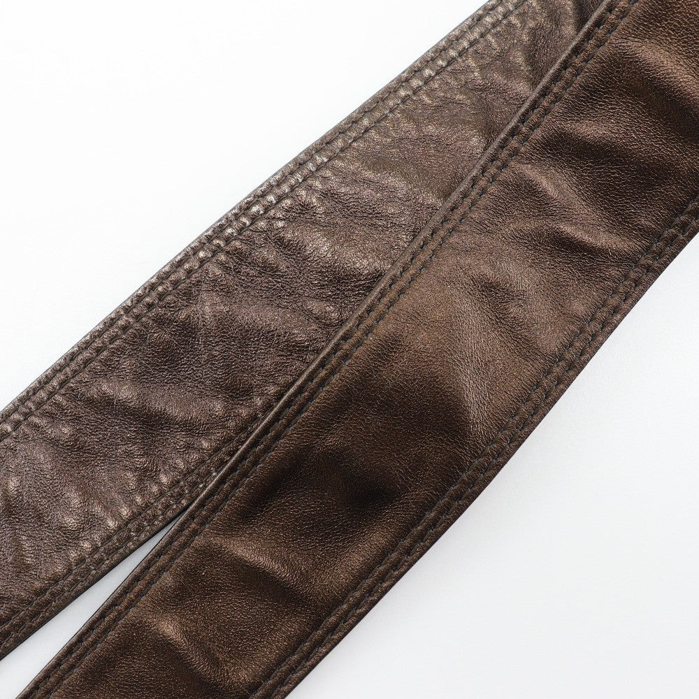 Chanel Vintage Flat Crossbody Bag Leather, BROWN, LEATHER, Crossbody bag