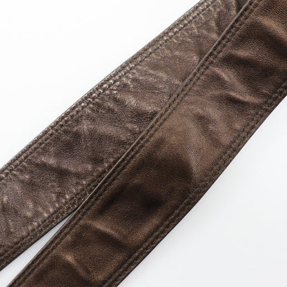 Chanel Vintage Flat Crossbody Bag Leather, BROWN, LEATHER, Crossbody bag