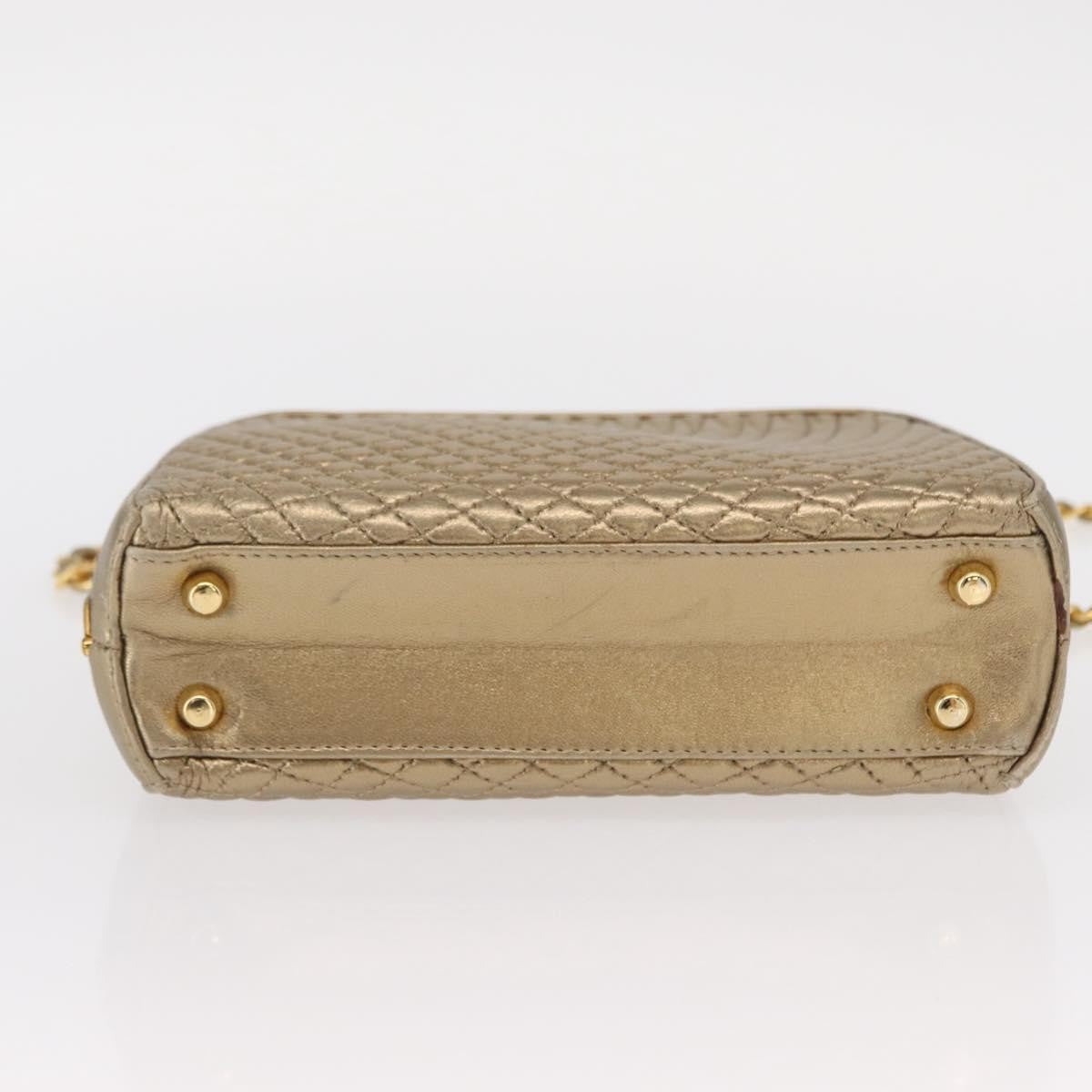 Bally Vintage Handbag Quilted Leather, GOLD, LEATHER, Handbag