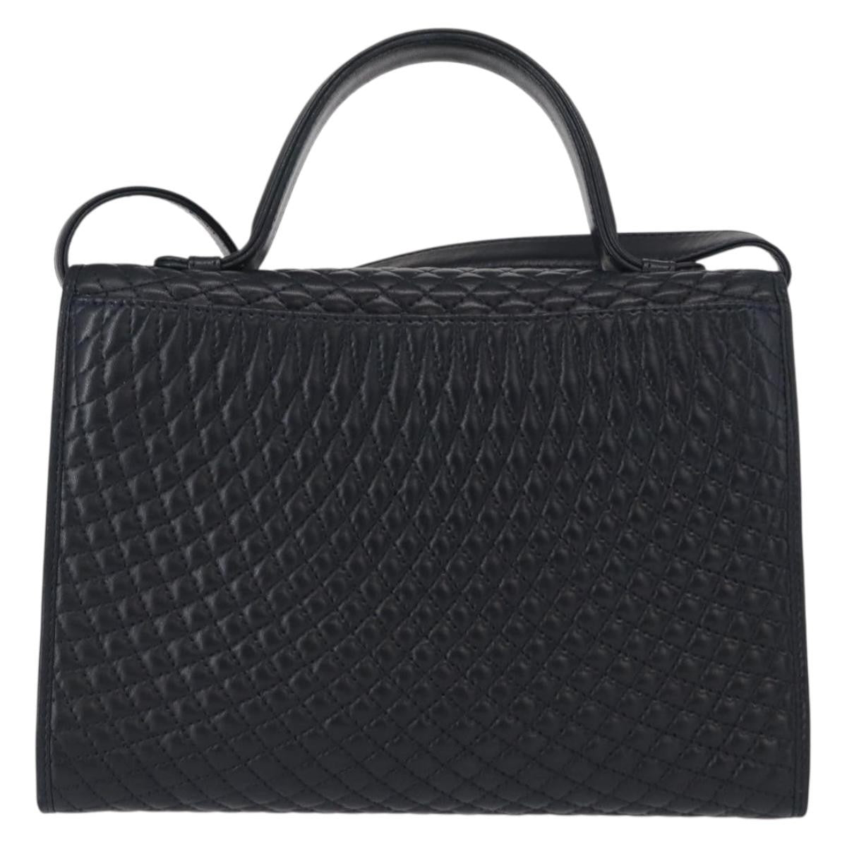 Bally Vintage Handbag Quilted Leather, NAVY, LEATHER, Handbag