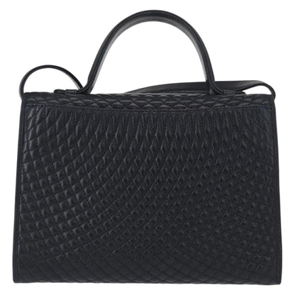 Bally Vintage Handbag Quilted Leather, NAVY, LEATHER, Handbag