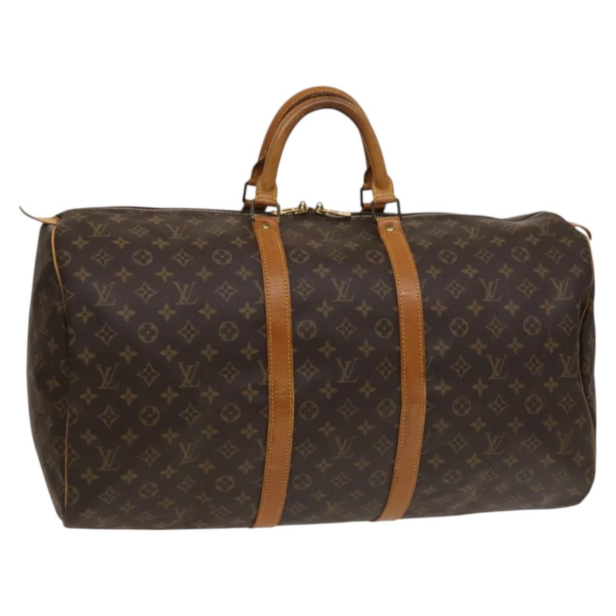 Louis Vuitton Keepall Bag Monogram Canvas, BROWN, CANVAS, Travel bag