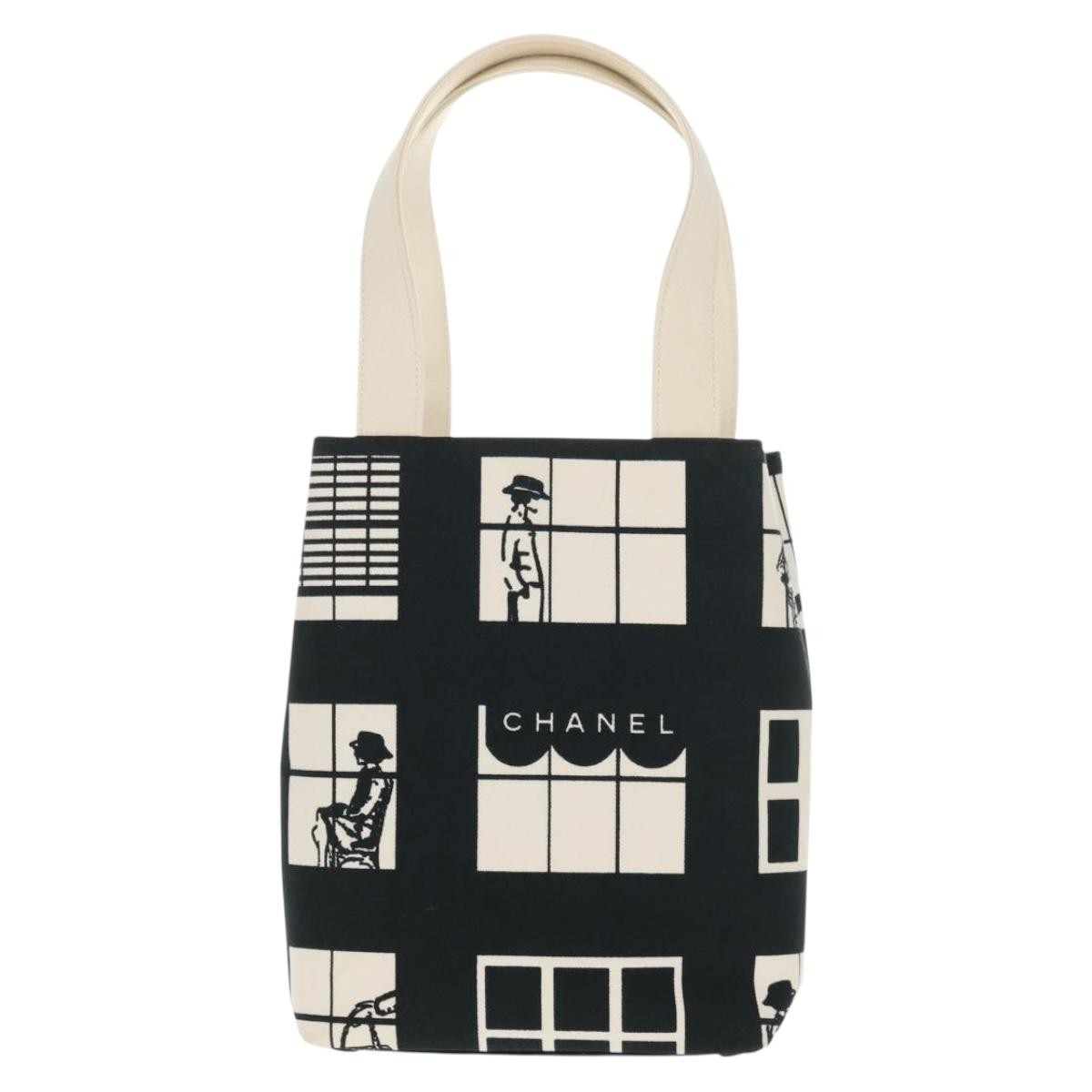 Chanel Coco Window Tote Printed Canvas, BLACK, CANVAS, Tote bag