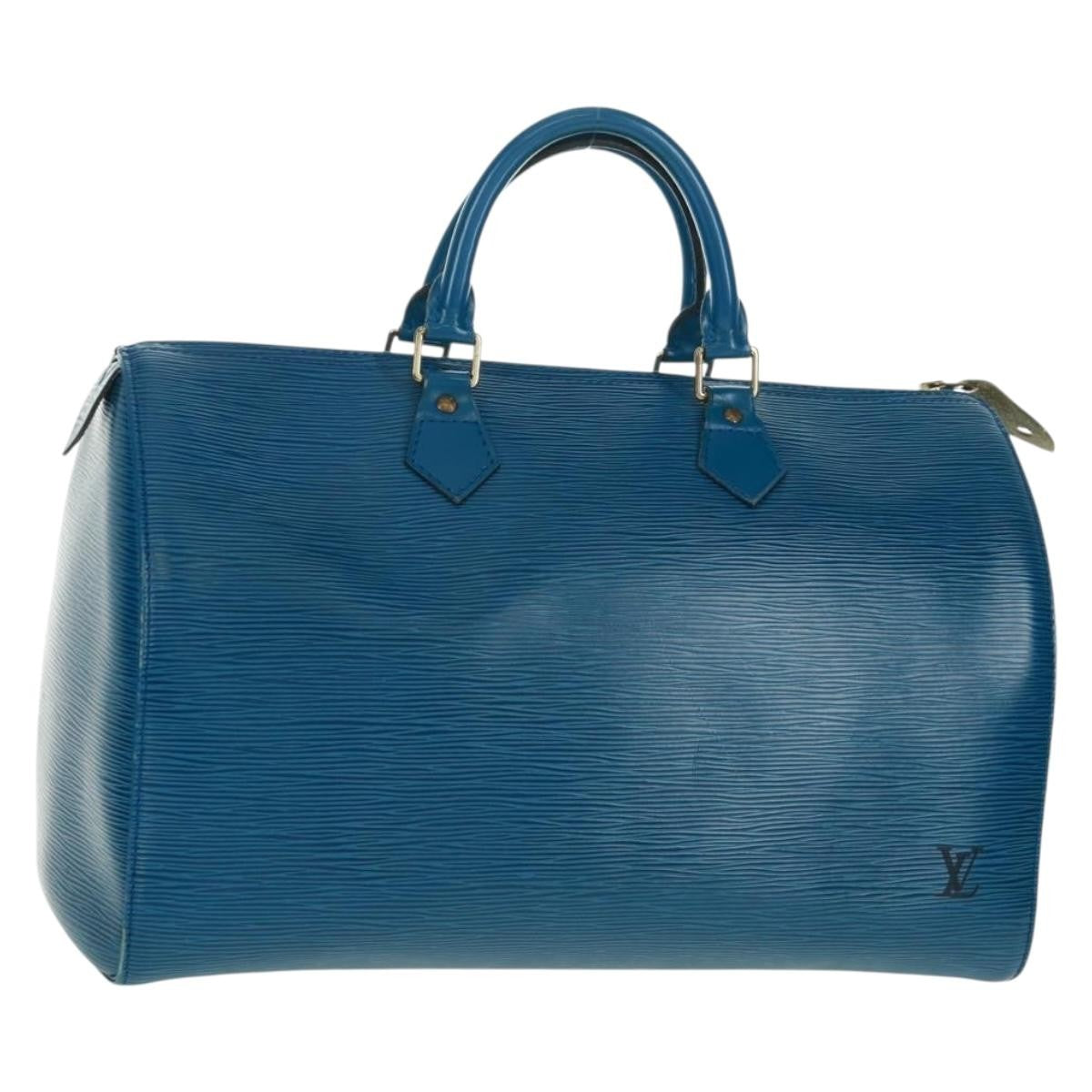 Louis Vuitton Speedy Handbag Epi Leather, BLUE, LEATHER, Handbag