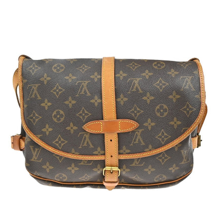 Louis Vuitton Saumur Handbag Monogram Canvas, BROWN, CANVAS, Shoulder bag