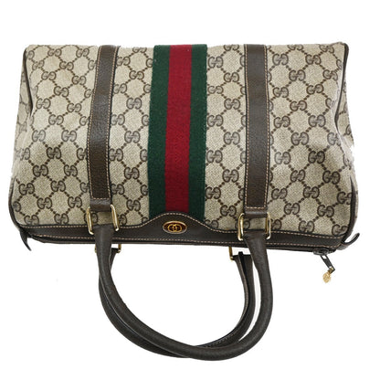 Gucci Vintage Web Boston Bag GG Coated Canvas, BROWN, PVC, Handbag