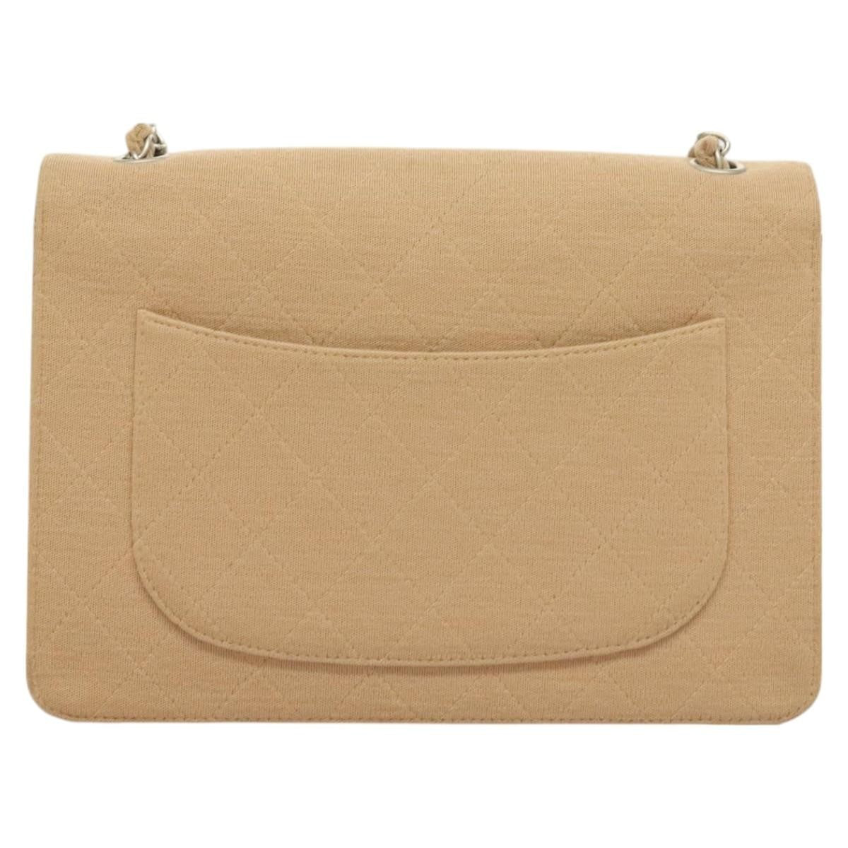Chanel Matelasse Chain Shoulder Bag Leather, Beige, Cotton, Shoulder Bag