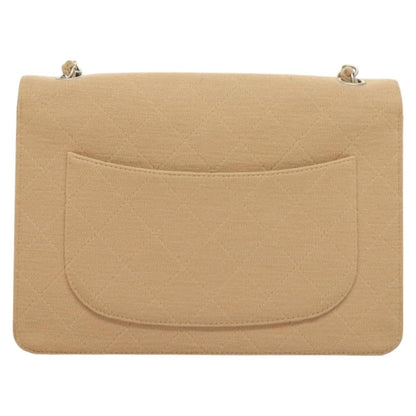 Chanel Matelasse Chain Shoulder Bag Leather, Beige, Cotton, Shoulder Bag