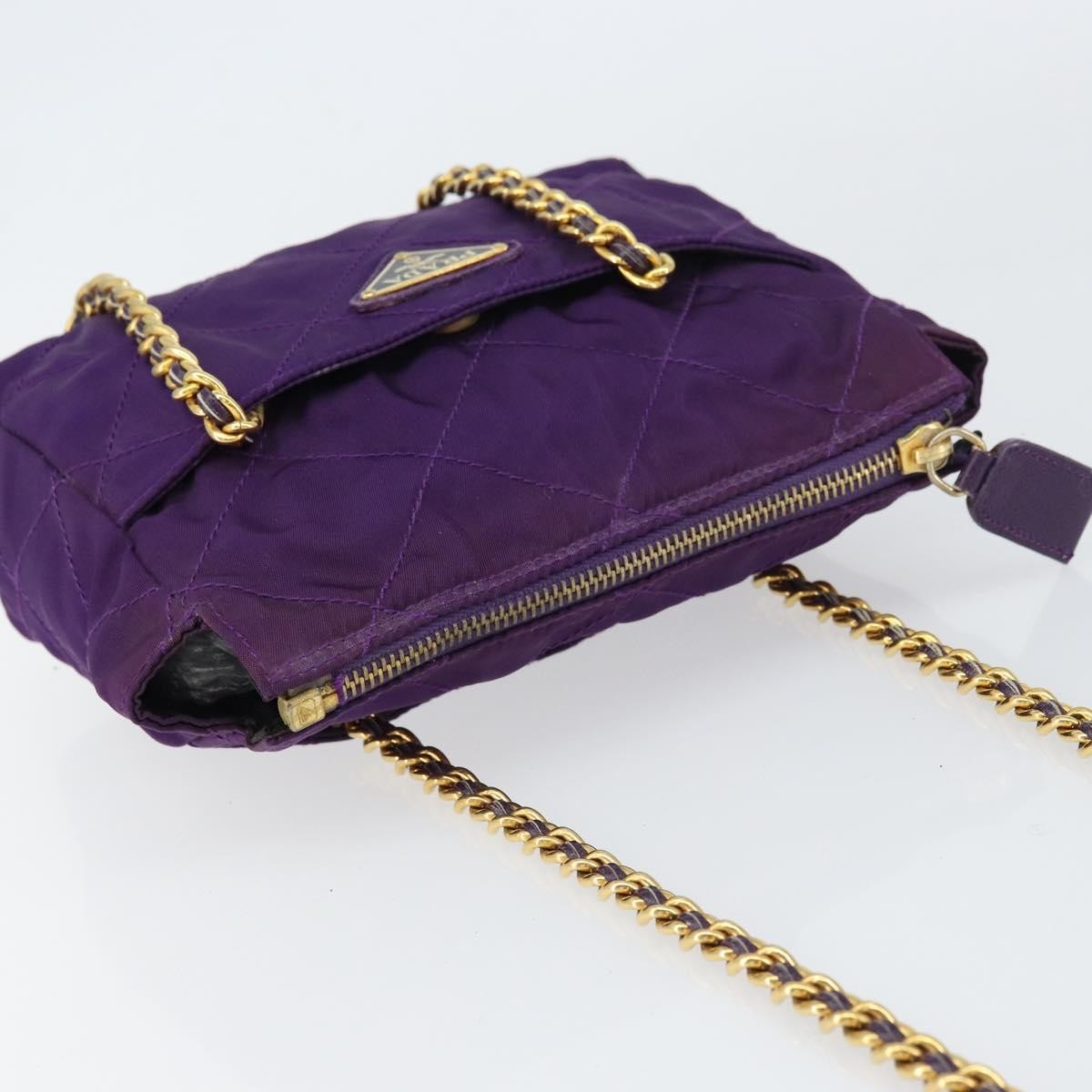 Prada Re-Edition 1995 Chain Tote Quilted Re-Nylon, Purple, Nylon, Shoulder Bag
