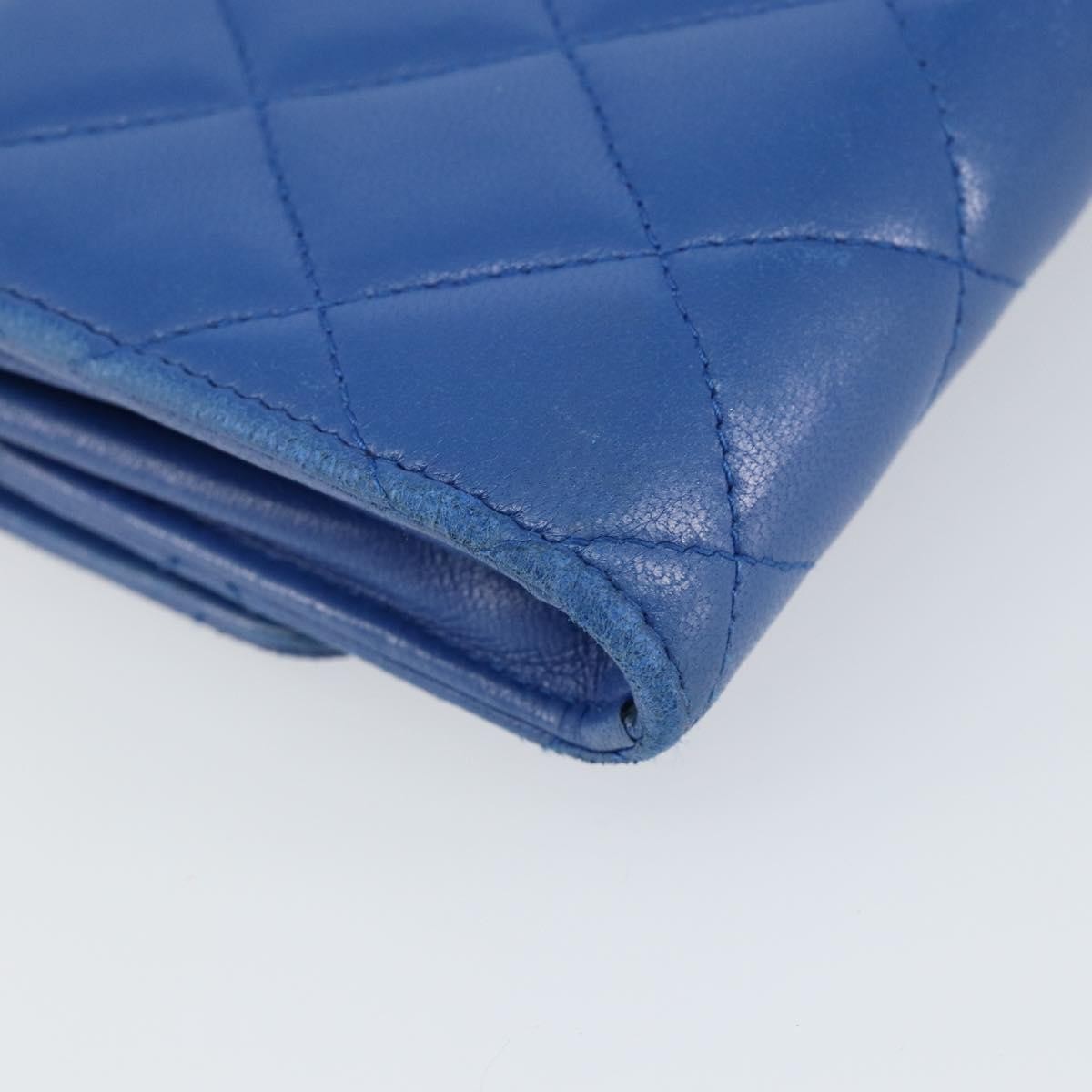 Chanel CC Gusset Classic Flap Wallet Quilted Lambskin, BLUE, LEATHER, Wallets
