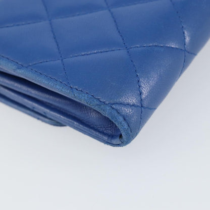 Chanel CC Gusset Classic Flap Wallet Quilted Lambskin, BLUE, LEATHER, Wallets