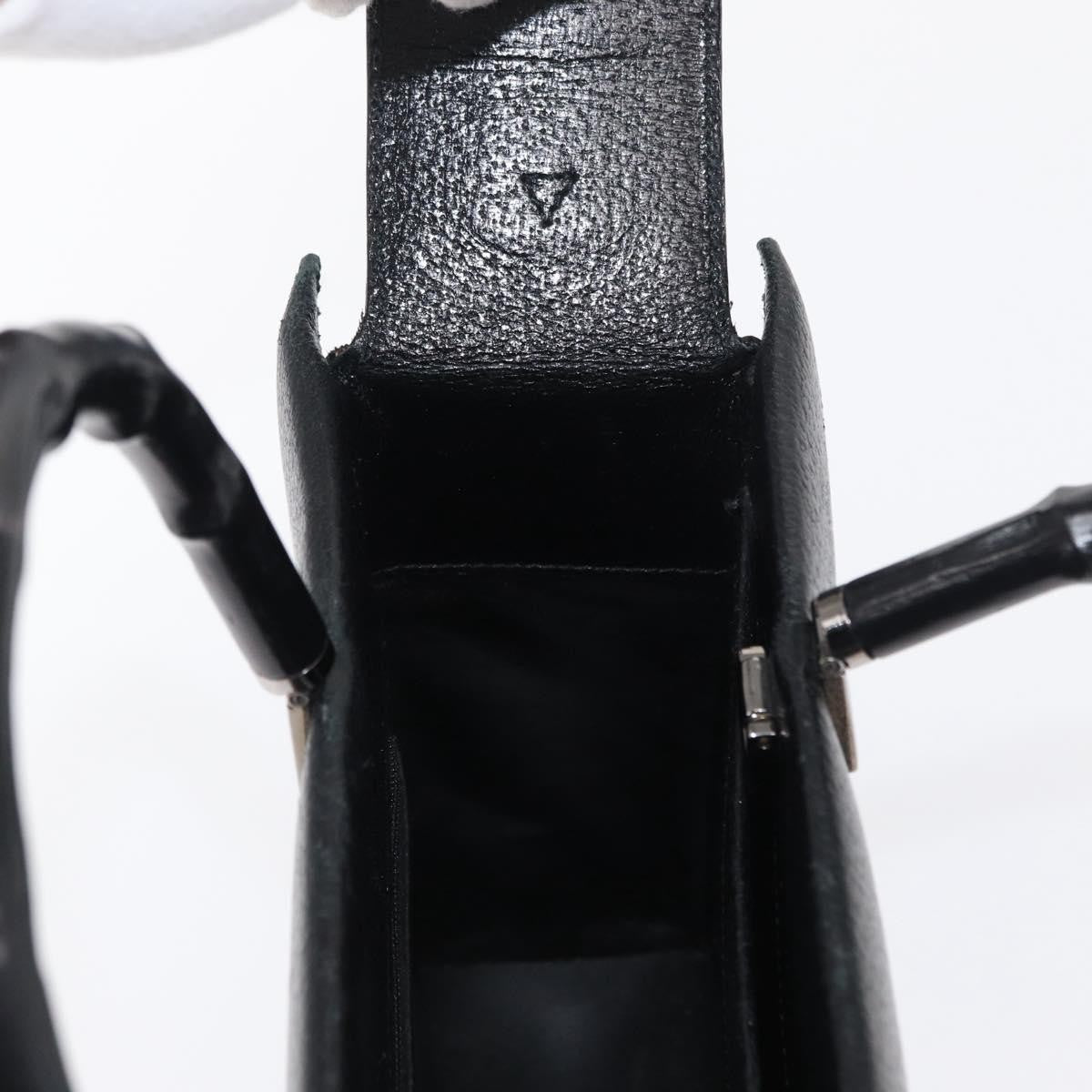 Gucci Vintage Bamboo Handle Bag Leather, BLACK, LEATHER, Handbag