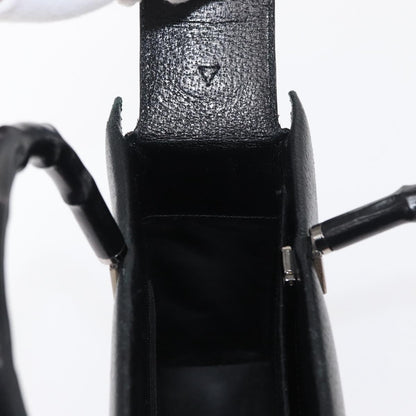 Gucci Vintage Bamboo Handle Bag Leather, BLACK, LEATHER, Handbag