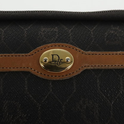 Christian Dior Vintage Honeycomb Zip Pouch Coated Canvas, BLACK, CANVAS, Clutche & pouche