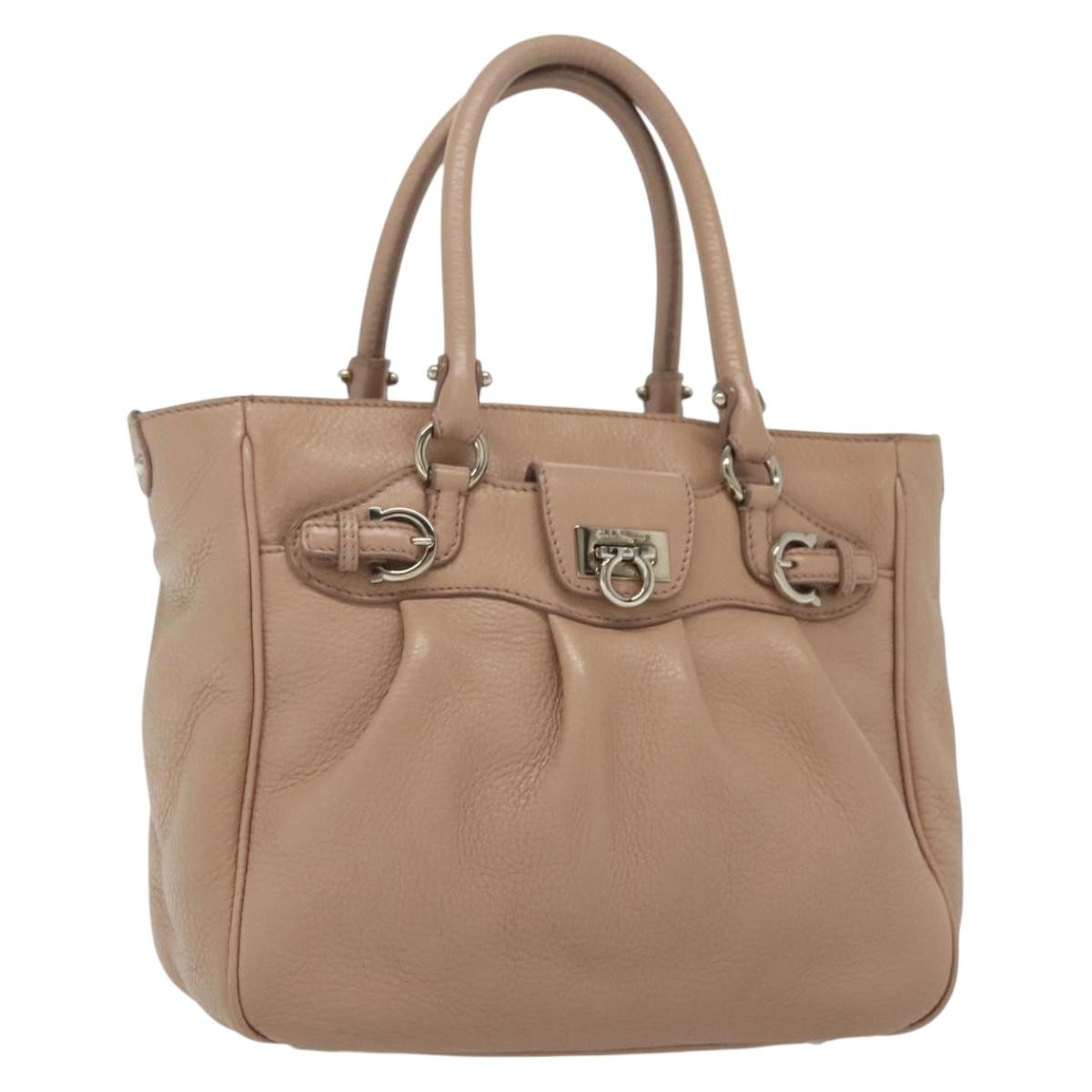 Salvatore Ferragamo Gancini handbag Leather, PINK, LEATHER, Handbag