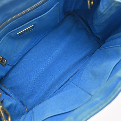Prada Canapa Convertible Tote Canvas, BLUE, CANVAS, Tote bag
