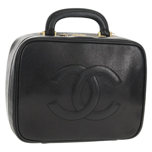 Chanel Vintage Timeless Zip Around Vanity Case Caviar, Black, Leather, Clutch