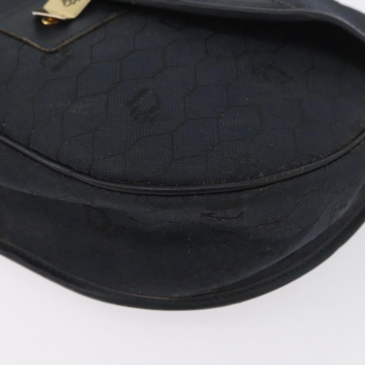 Christian Dior Vintage Honeycomb Flap Crossbody Bag Canvas and Leather, BLACK, CANVAS, Shoulder bag