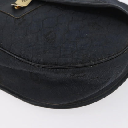 Christian Dior Vintage Honeycomb Flap Crossbody Bag Canvas and Leather, BLACK, CANVAS, Shoulder bag