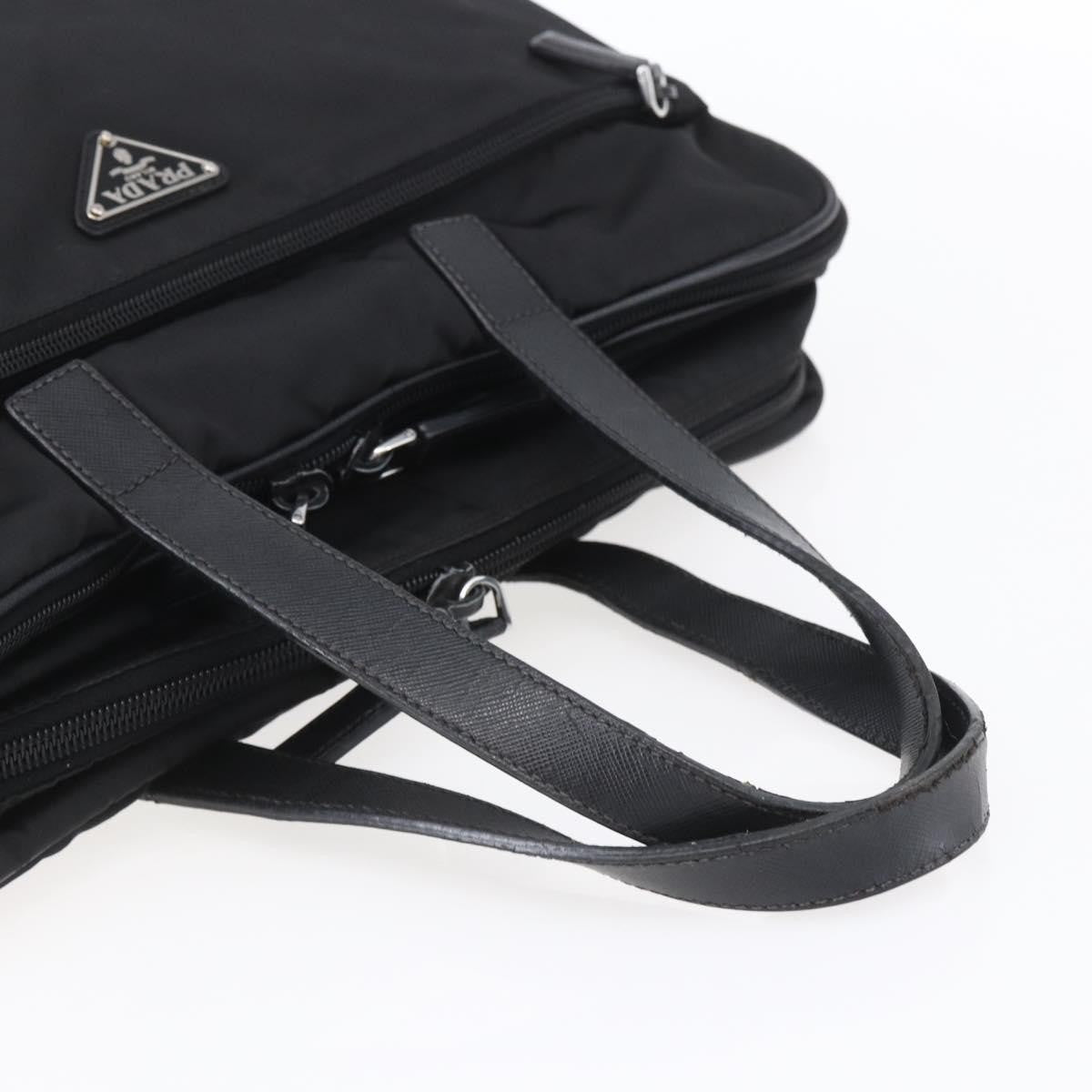 Prada Convertible Front Zip Briefcase Tessuto with Saffiano Leather, BLACK, NYLON, Briefcase