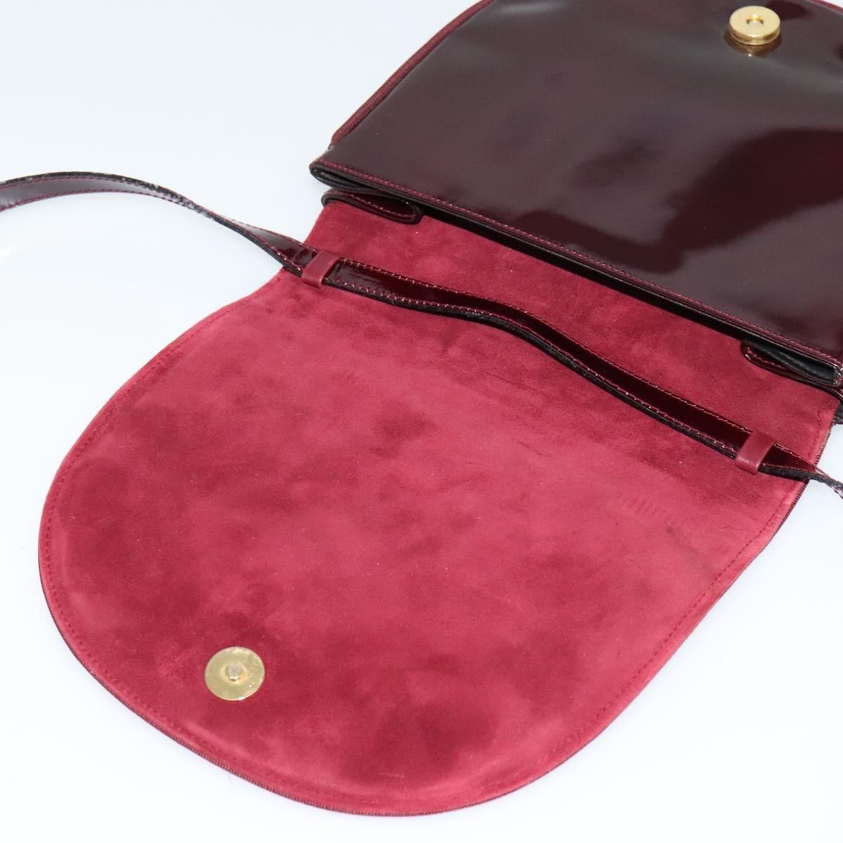 Salvatore Ferragamo Vala Shoulder Bag Patent Leather, BURGUNDY, PATENT_LEATHER, Shoulder bag